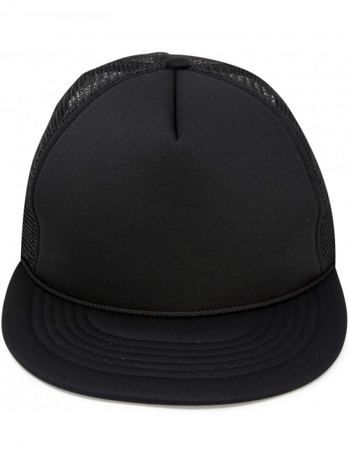 Baseball Caps Flat Billed Trucker Hat Mesh Back S M L Adjustable Cap Solid Two Toned Snapback - Black - CH11JF2NK49 $12.92