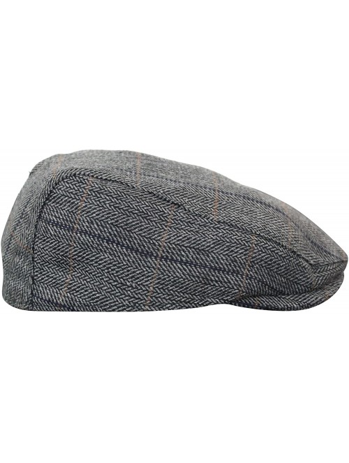 Newsboy Caps Mens Herringbone Tweed Wool Check Grandad Flat Caps Hats Vintage Green Grey Blue Brown - Charcoal - CX18G3O9NZN ...