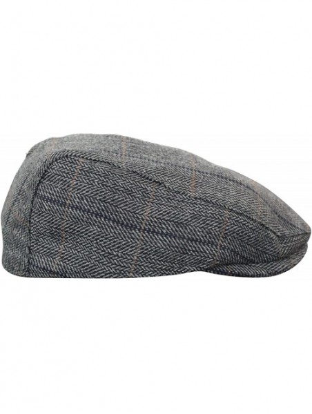 Newsboy Caps Mens Herringbone Tweed Wool Check Grandad Flat Caps Hats Vintage Green Grey Blue Brown - Charcoal - CX18G3O9NZN ...