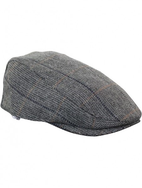 Newsboy Caps Mens Herringbone Tweed Wool Check Grandad Flat Caps Hats Vintage Green Grey Blue Brown - Charcoal - CX18G3O9NZN ...