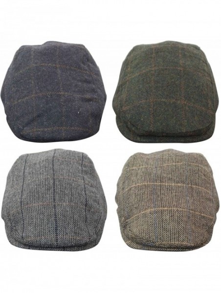 Newsboy Caps Mens Herringbone Tweed Wool Check Grandad Flat Caps Hats Vintage Green Grey Blue Brown - Charcoal - CX18G3O9NZN ...