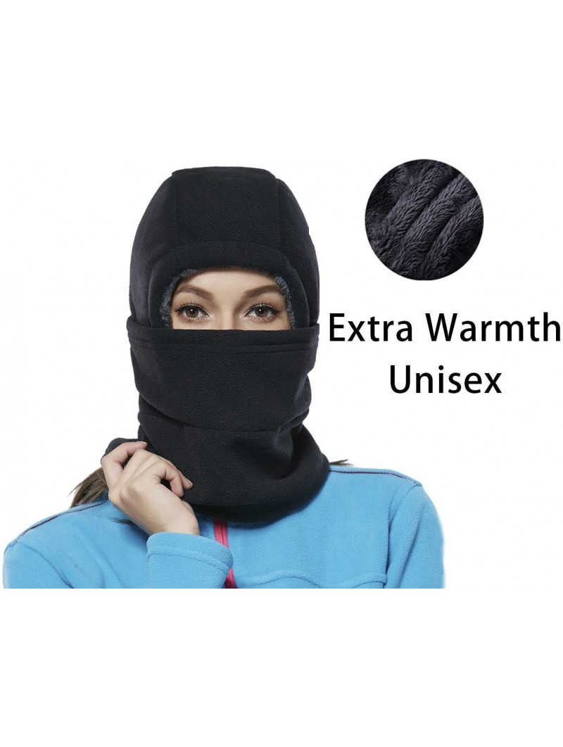 Balaclavas Winter Windproof Polar Fleece Neck Warmer Balaclava Hooded Face Mask Ski Hood Snowboard Mask - Balaclava Black - C...