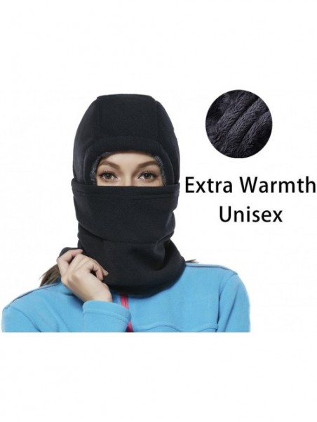 Balaclavas Winter Windproof Polar Fleece Neck Warmer Balaclava Hooded Face Mask Ski Hood Snowboard Mask - Balaclava Black - C...