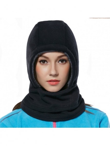 Balaclavas Winter Windproof Polar Fleece Neck Warmer Balaclava Hooded Face Mask Ski Hood Snowboard Mask - Balaclava Black - C...