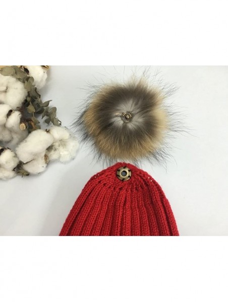 Skullies & Beanies Women Pom Pom Beanie Hat Scarf Gloves Set Winter Thick Knitted 3 piece Mitten Sets - Red - CI188Q6U6Q4 $33.23