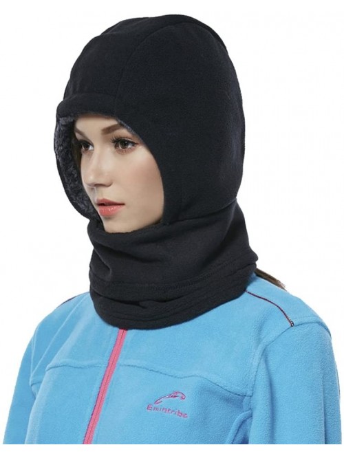 Balaclavas Winter Windproof Polar Fleece Neck Warmer Balaclava Hooded Face Mask Ski Hood Snowboard Mask - Balaclava Black - C...