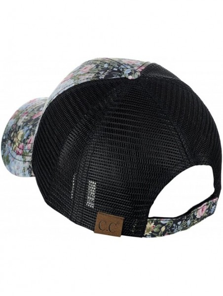 Baseball Caps Women's Floral Pattern Adjustable Mesh Trucker Baseball Cap Hat - Shrub- Black - CT18C5O7W8E $14.57