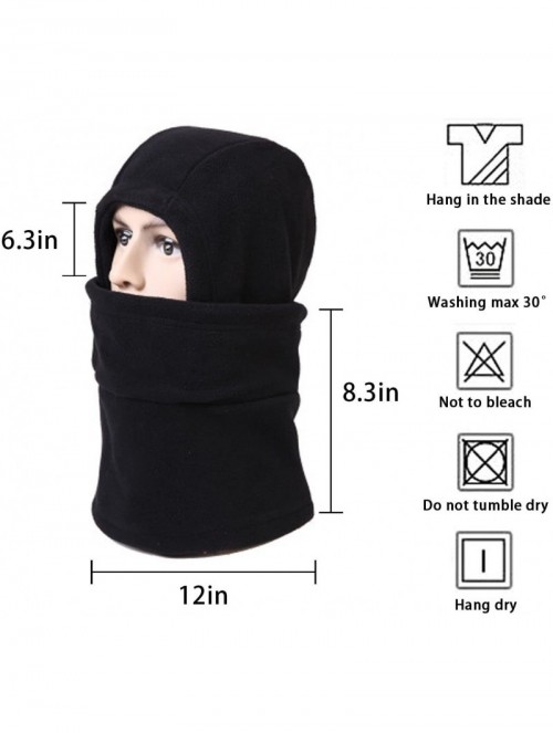 Balaclavas Winter Windproof Polar Fleece Neck Warmer Balaclava Hooded Face Mask Ski Hood Snowboard Mask - Balaclava Black - C...