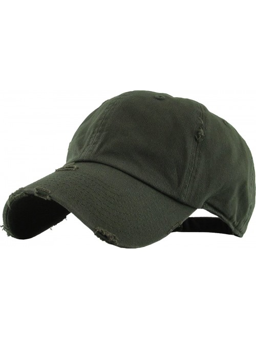 Baseball Caps Dad Hat Adjustable Unstructured Polo Style Low Profile Baseball Cap - Distressed Olive - CL18DAQMDRT $18.82
