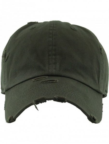 Baseball Caps Dad Hat Adjustable Unstructured Polo Style Low Profile Baseball Cap - Distressed Olive - CL18DAQMDRT $18.82