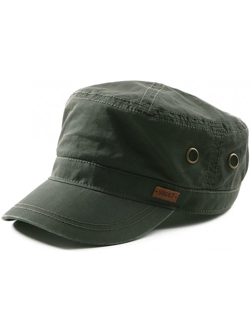 Skullies & Beanies Mens Cotton Army Military Sun Radar Hat for Women Large Head Baseball Cadet Cap Green 56-60cm - CA18IEX9CE...