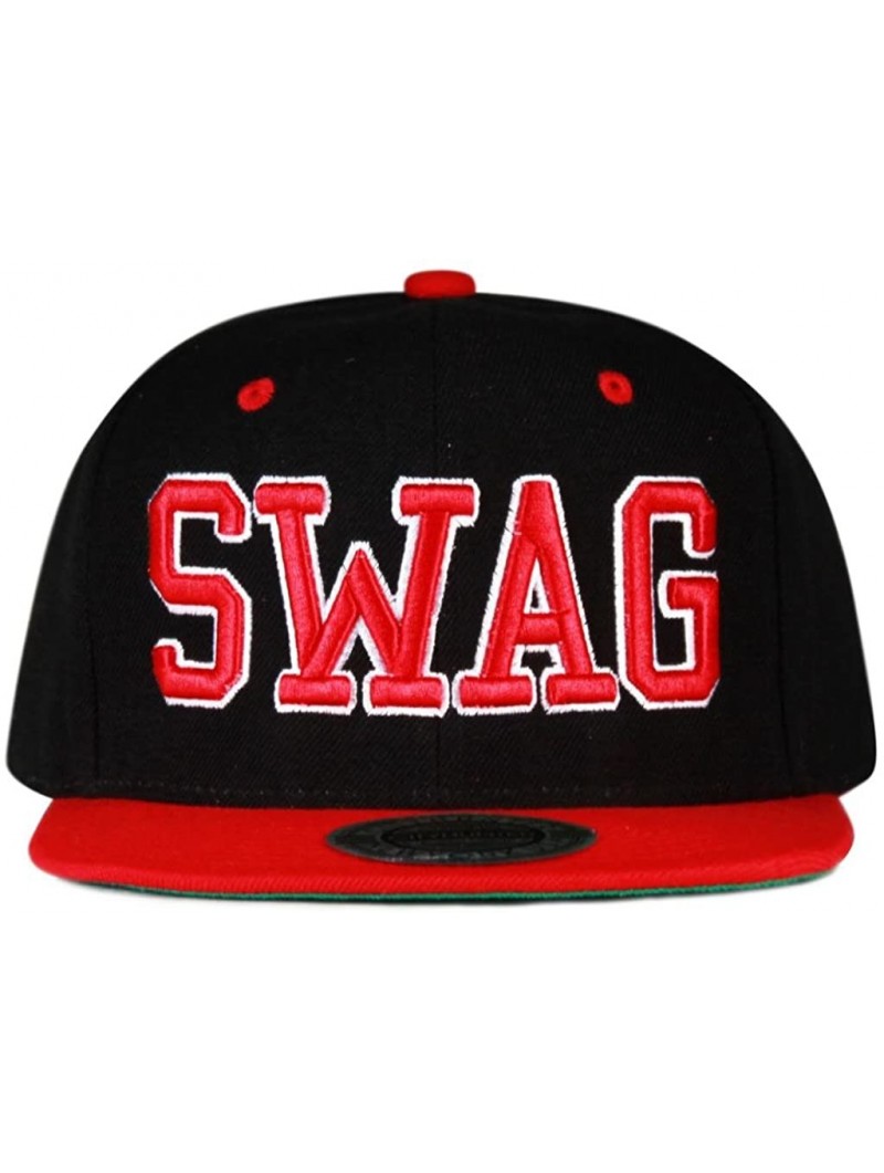 Baseball Caps Swag Snapback Caps - Black/Red - CX11I5FYA9P $17.33