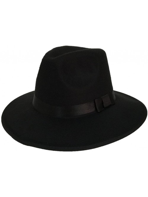 Fedoras Unisex Women Imitation Cashmere Large Brim Panama Sun Fedora Hat - Black - C0121O4JXZZ $10.38