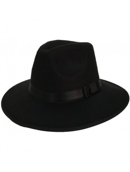 Fedoras Unisex Women Imitation Cashmere Large Brim Panama Sun Fedora Hat - Black - C0121O4JXZZ $10.38