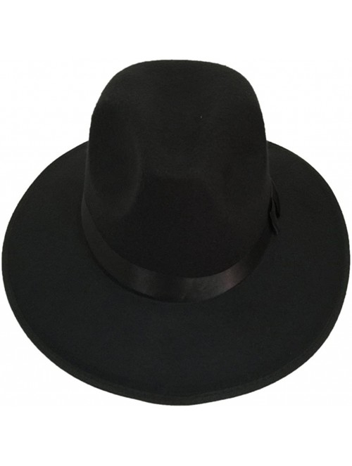 Fedoras Unisex Women Imitation Cashmere Large Brim Panama Sun Fedora Hat - Black - C0121O4JXZZ $10.38