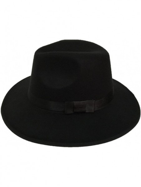 Fedoras Unisex Women Imitation Cashmere Large Brim Panama Sun Fedora Hat - Black - C0121O4JXZZ $10.38