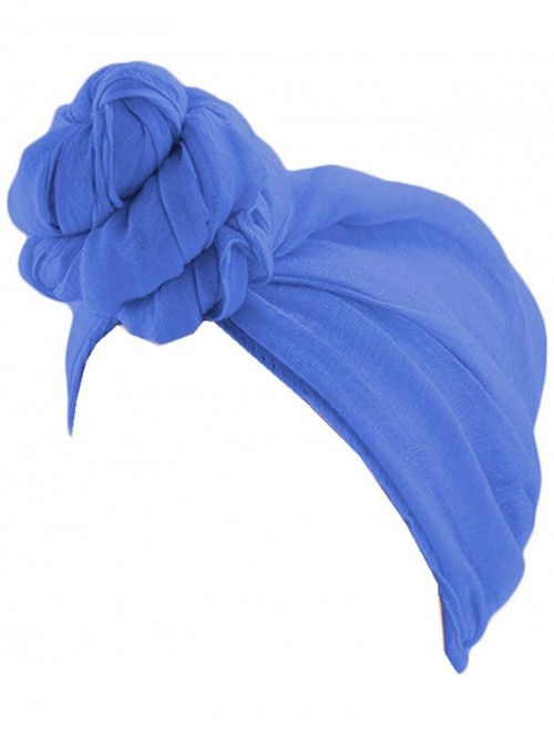 Skullies & Beanies Womens Big Flower Turban Beanie Elegant Cap Head Wrap Stretch Long Hair Scarf Headscarf - Sapphire - CX18U...
