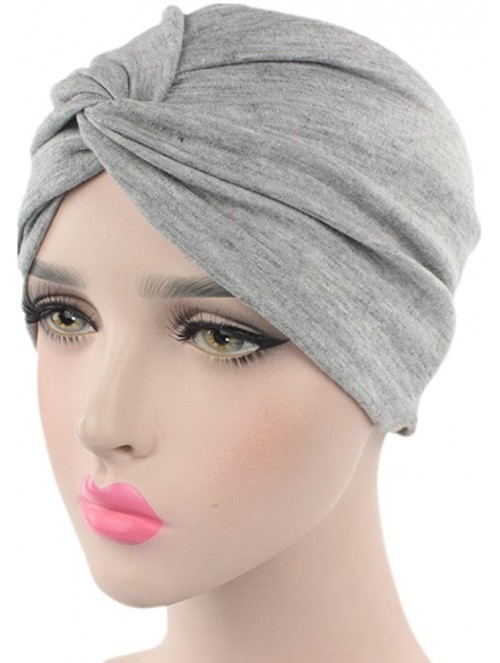 Skullies & Beanies Chemo Sleep Turban Headwear Scarf Beanie Cap Hat for Cancer Patient Hair Loss - Grey - C0187TAHWMK $11.55