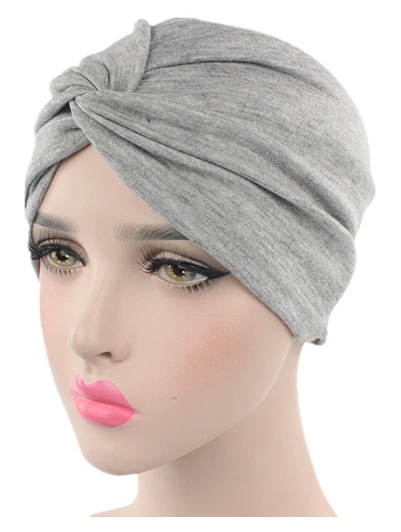 Skullies & Beanies Chemo Sleep Turban Headwear Scarf Beanie Cap Hat for Cancer Patient Hair Loss - Grey - C0187TAHWMK $11.55