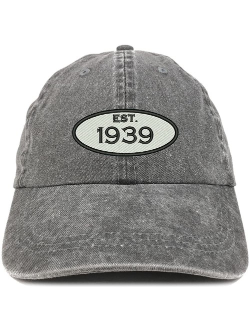 Baseball Caps Established 1939 Embroidered 81st Birthday Gift Pigment Dyed Washed Cotton Cap - CN12O351ZKQ $26.68