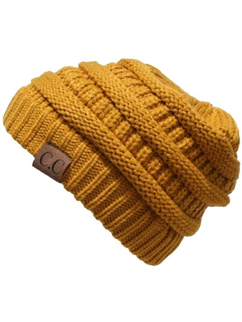 Skullies & Beanies Women's Thick Soft Knit Beanie Cap Hat - Mustard - CR11N5DD7L5 $15.06