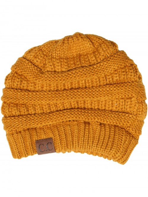 Skullies & Beanies Women's Thick Soft Knit Beanie Cap Hat - Mustard - CR11N5DD7L5 $15.06