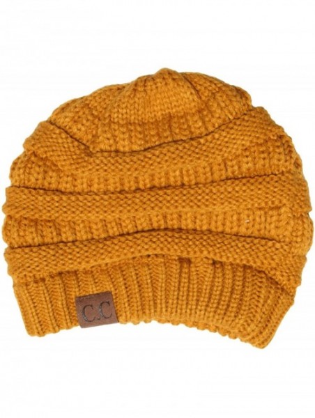 Skullies & Beanies Women's Thick Soft Knit Beanie Cap Hat - Mustard - CR11N5DD7L5 $15.06