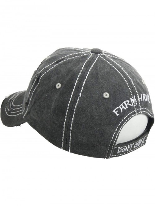 Baseball Caps Distressed Baseball Cap Farm Hair Don't Care Vintage Sun Dad Hat Cotton Visor - Black - CM18YTC52TG $22.43