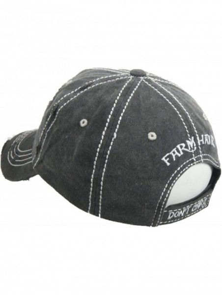 Baseball Caps Distressed Baseball Cap Farm Hair Don't Care Vintage Sun Dad Hat Cotton Visor - Black - CM18YTC52TG $22.43