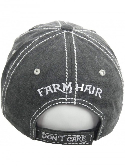 Baseball Caps Distressed Baseball Cap Farm Hair Don't Care Vintage Sun Dad Hat Cotton Visor - Black - CM18YTC52TG $22.43