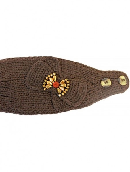 Cold Weather Headbands Beautiful Headband With Beaded Bow - Brown - CS11FEPVYHV $23.02