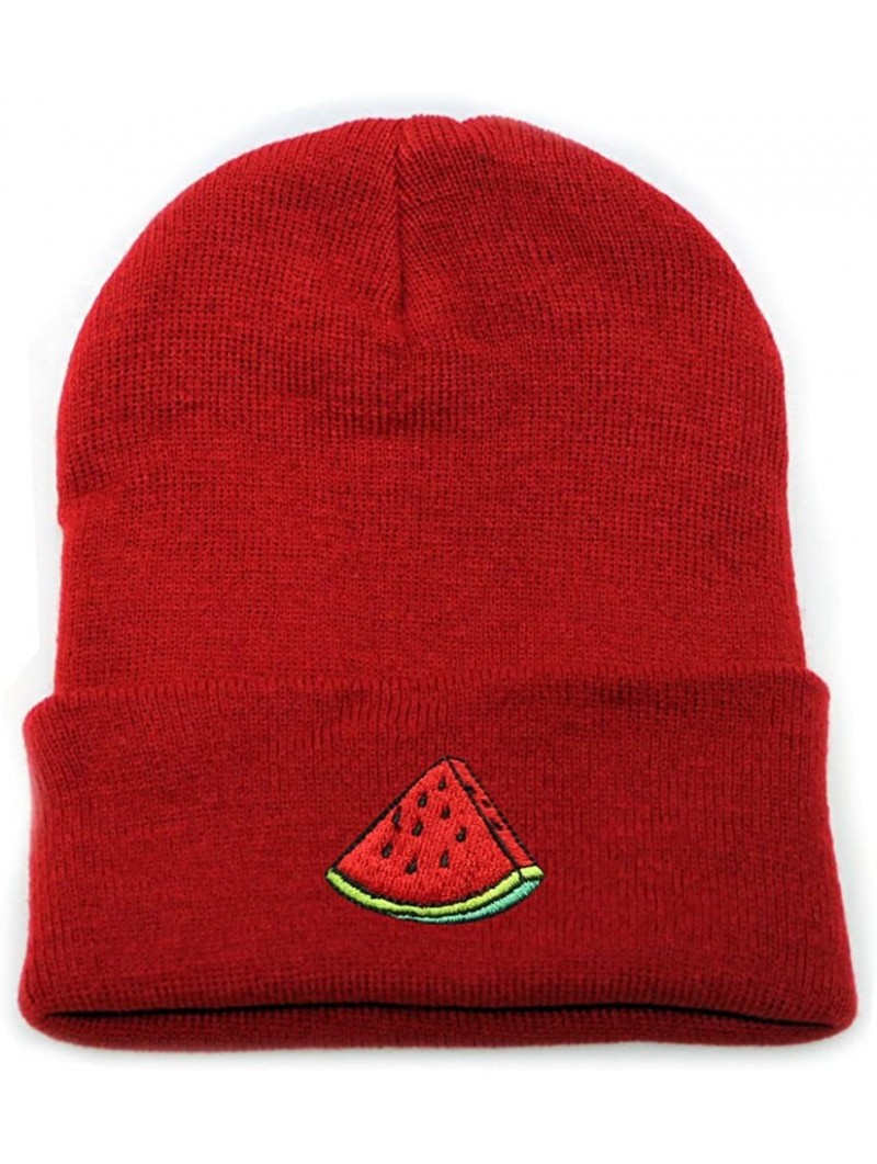 Skullies & Beanies Sk901 Watermelon Basic Ski Winter Beanie Hats - Red - CN185RT92DN $16.68