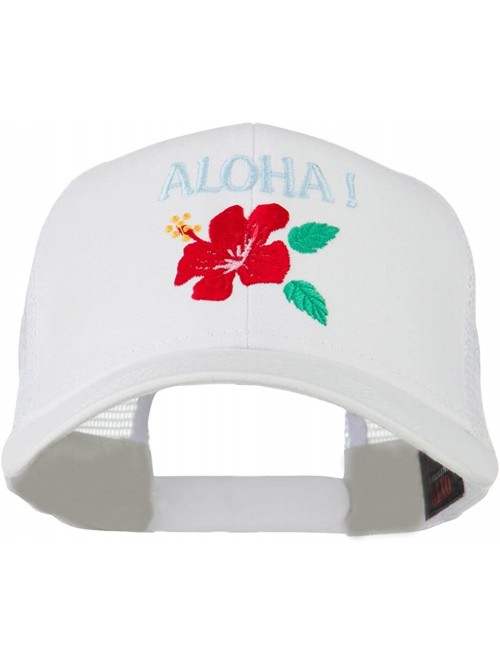 Baseball Caps Hawaii State Flower with Aloha Embroidered Trucker Cap - White - C511LJVFAFF $28.63