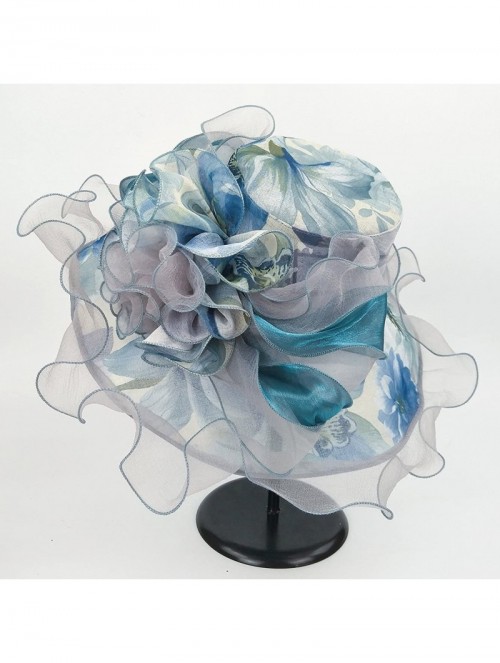 Sun Hats Kentucky Derby Hats for Womens Organza Fascinator British Tea Party Wedding Dress Cap Mysterious UPF 50+ - Blue - CW...