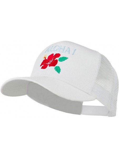 Baseball Caps Hawaii State Flower with Aloha Embroidered Trucker Cap - White - C511LJVFAFF $28.63