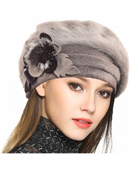 Berets Women's 100% Wool Bucket Hat Felt Cloche Beret Dress Winter Beanie Hats - Angora-khaki - CB1862LDG22 $18.62