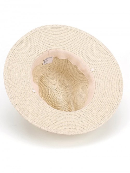 Fedoras Women and Mens Panama Hat Classic Fedora Straw Sun Hat - Natural - C217YY7KC70 $23.87