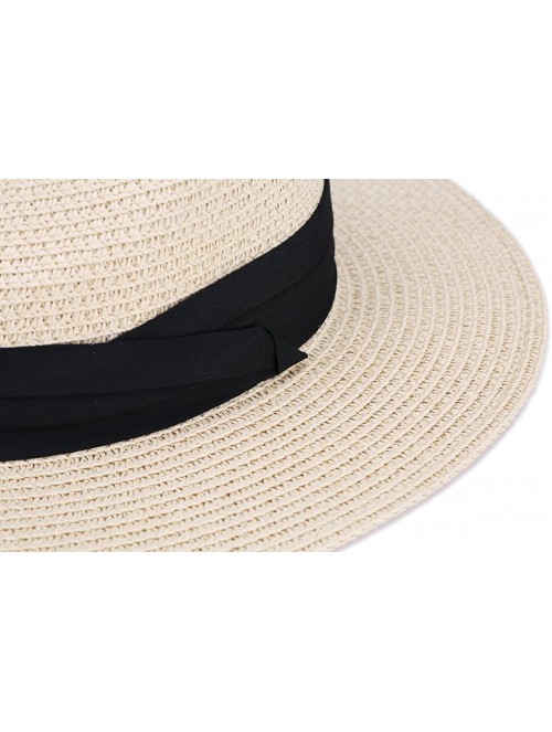 Fedoras Women and Mens Panama Hat Classic Fedora Straw Sun Hat - Natural - C217YY7KC70 $23.87