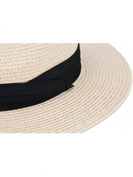 Fedoras Women and Mens Panama Hat Classic Fedora Straw Sun Hat - Natural - C217YY7KC70 $23.87