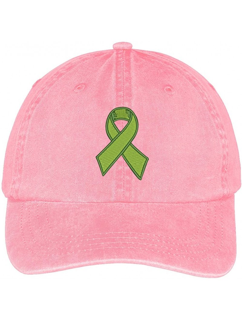 Baseball Caps Lymphoma Ribbon Embroidered Cotton Washed Baseball Cap - Pink - CG12KMEPMOT $19.37