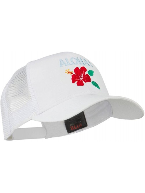 Baseball Caps Hawaii State Flower with Aloha Embroidered Trucker Cap - White - C511LJVFAFF $28.63