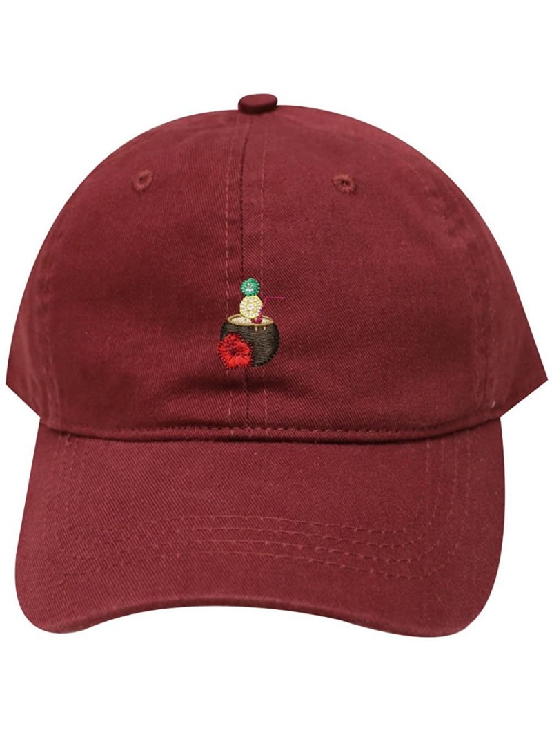 Baseball Caps Coconut Drink Cotton Baseball Dad Cap - Burgundy - CJ18345IRYE $14.71