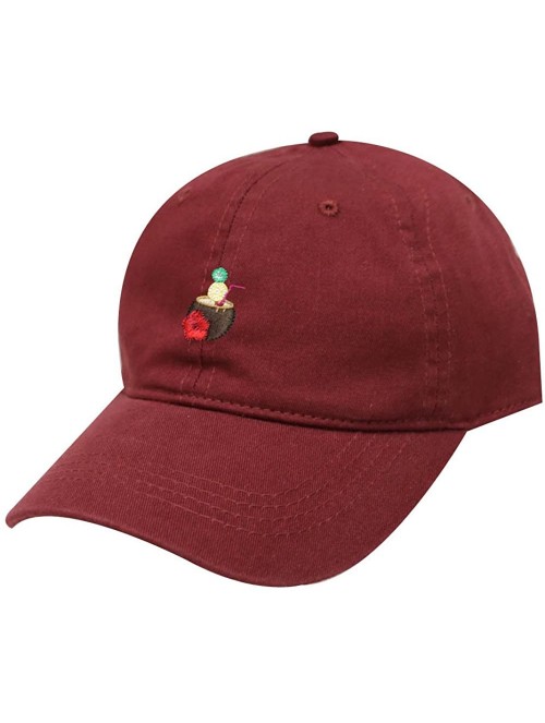 Baseball Caps Coconut Drink Cotton Baseball Dad Cap - Burgundy - CJ18345IRYE $14.71