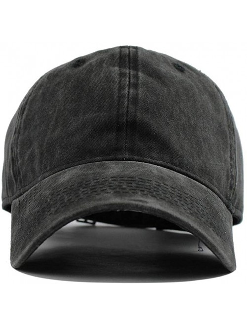 Baseball Caps Men Women Washed Distressed Twill Cotton Baseball Cap Vintage Adjustable Dad Hat - 1 Black Vintage - C417YENGKX...