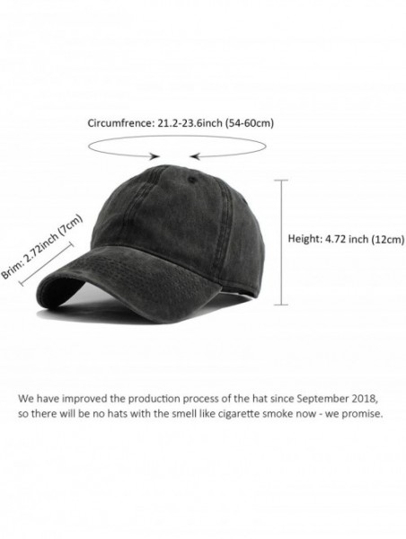 Baseball Caps Men Women Washed Distressed Twill Cotton Baseball Cap Vintage Adjustable Dad Hat - 1 Black Vintage - C417YENGKX...