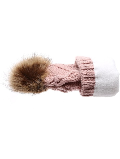 Skullies & Beanies Women's Winter Fleece Lined Cable Knitted Pom Pom Beanie Hat with Hair Tie. - Indi Pink - CY12MXV3SVS $16.62