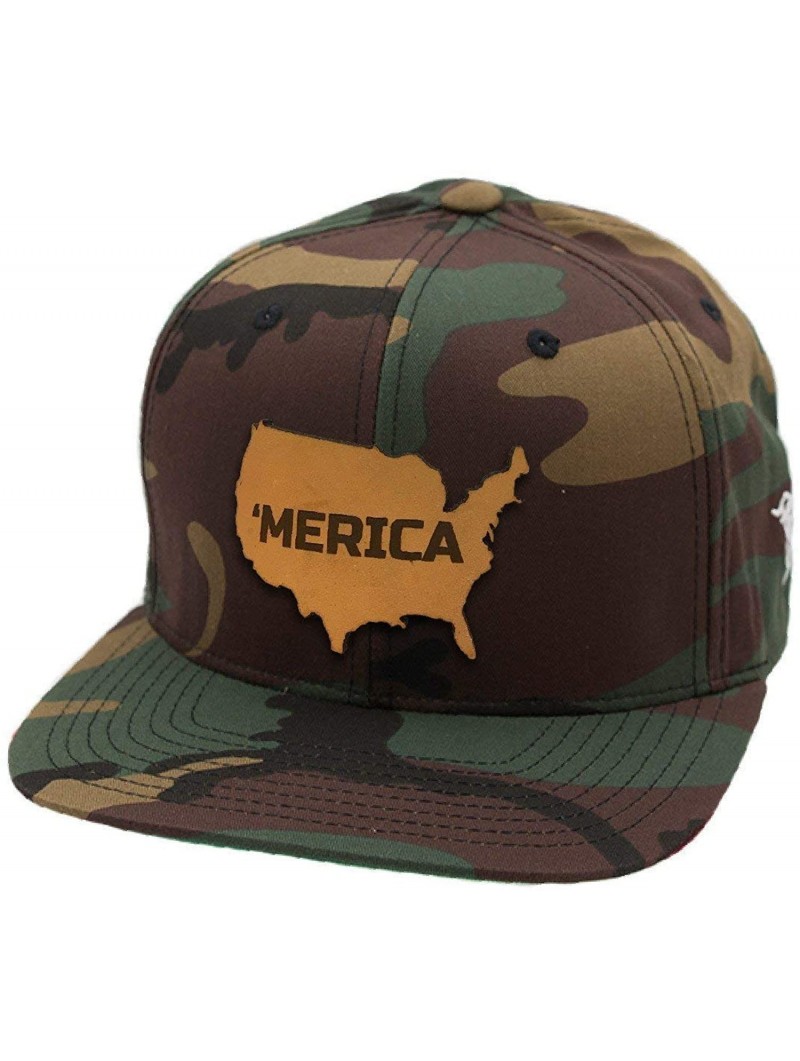 Baseball Caps USA 'The 'Merica' Leather Patch Snapback Hat - Camo - CE18IGQANK9 $33.96