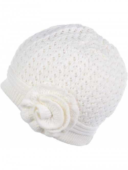 Skullies & Beanies Womens Warm Lined Flower Cable Knit Winter Beanie Hat Retro Chic Many Styles - H5247ivory - CY12N20ARZ4 $1...