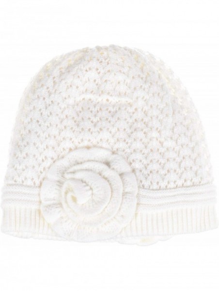 Skullies & Beanies Womens Warm Lined Flower Cable Knit Winter Beanie Hat Retro Chic Many Styles - H5247ivory - CY12N20ARZ4 $1...