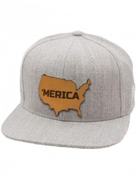 Baseball Caps USA 'The 'Merica' Leather Patch Snapback Hat - Camo - CE18IGQANK9 $33.96